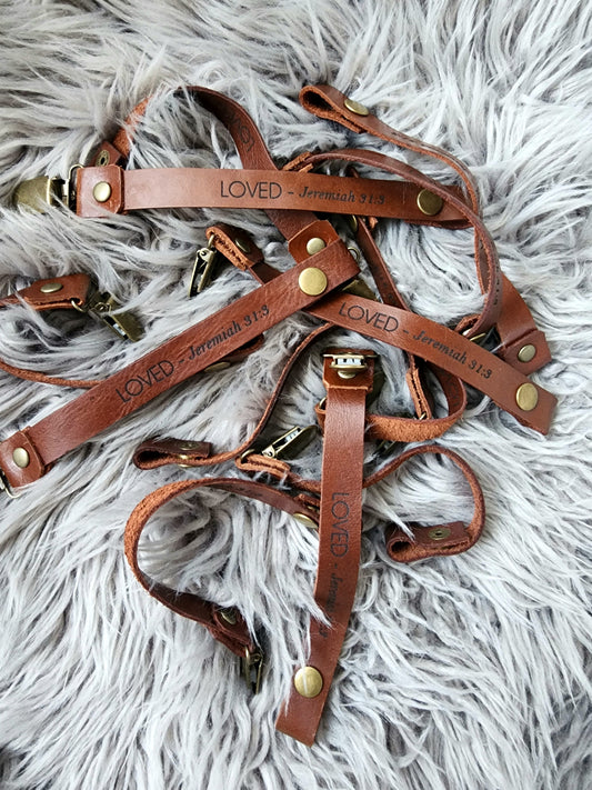 Leather Dummy Clip (LOVED- Jeremiah 31:3)