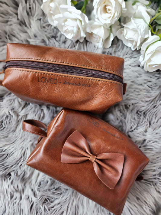 Leather Toiletry Bag (LOVED- Jeremiah 31:3)